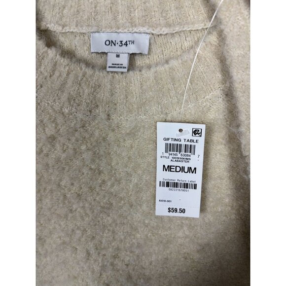 On 34th Women's Boucle Crewneck Pullover Sweater Alabaster White Medium NWT's - Picture 7 of 8